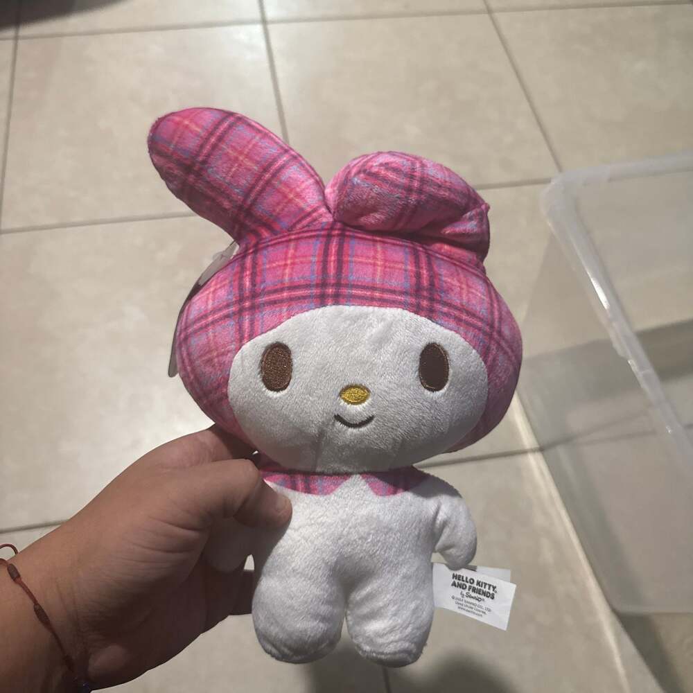 Sanrio My Melody Plaid Pink Hood Plush Toy - 2024 Hello Kitty & Friends